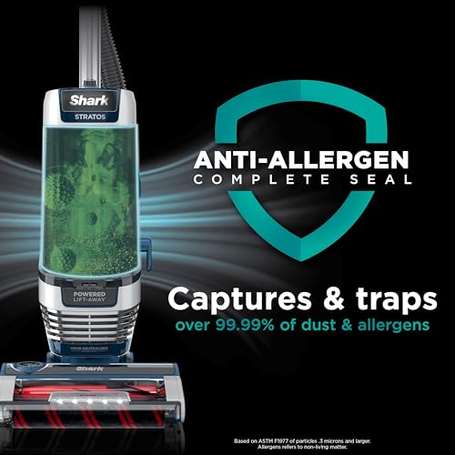 Shark Upright Vacuum, Stratos with DuoClean PowerFins, HairPro, Powered Lift-Away, Self-Cleaning Brushroll, & Odor Neutralizer Technology, Navy