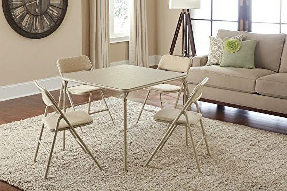 Cosco 5-Piece Folding Table and Chair Set, Tan