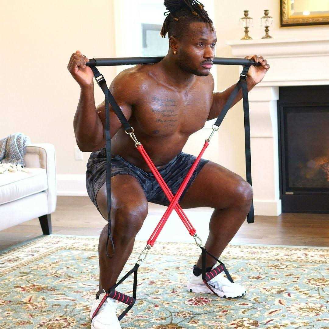 Redge Fit Complete Portable Full Body Home Gym Park Workout Set I Resistance Bands for Beginners to Elite Athletes I Collapsible Resistance Bar I