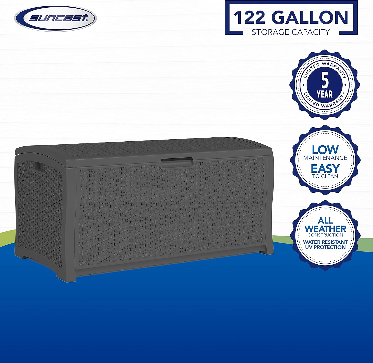 Suncast DBW9936P Extra Large Deck Box, Peppercorn