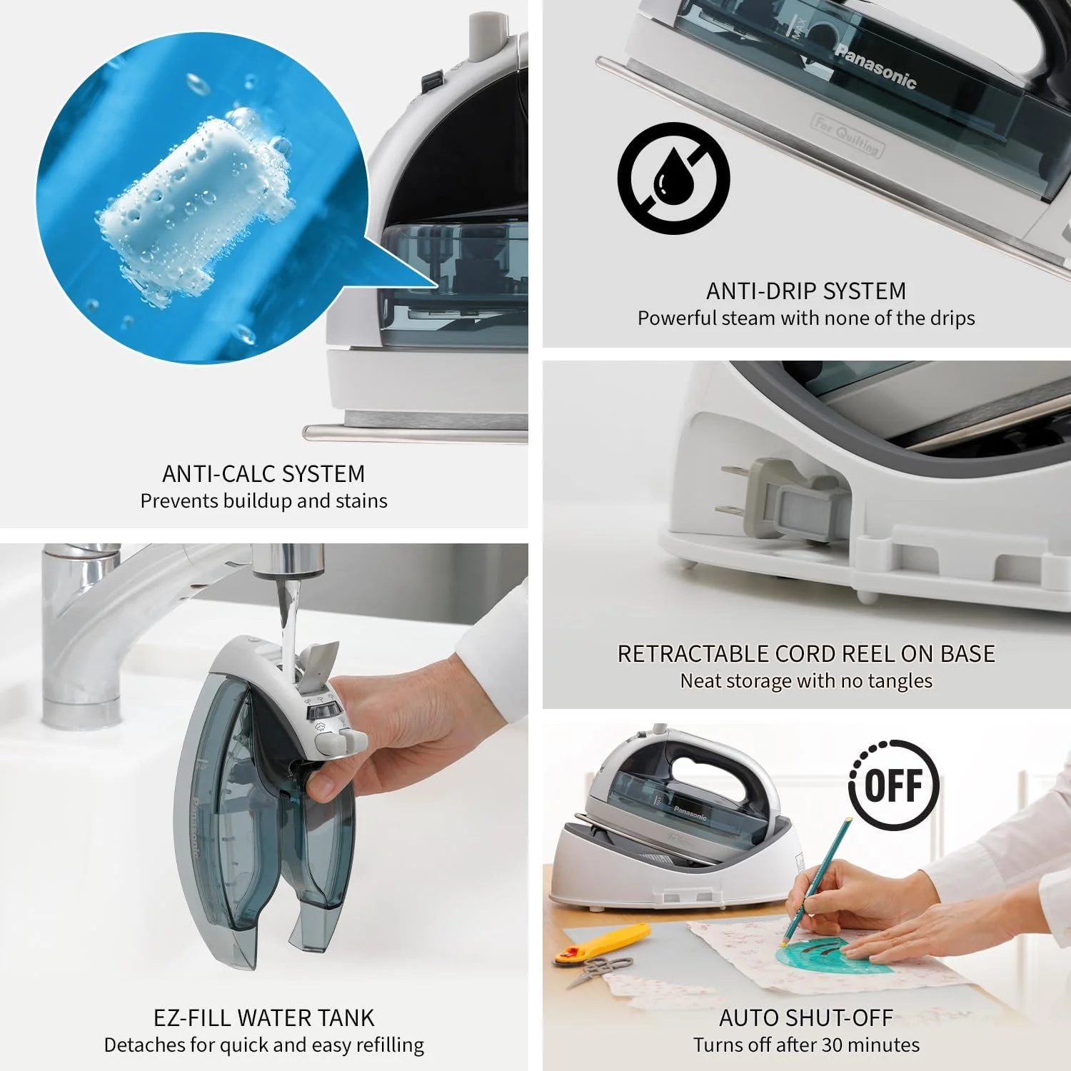 WAGEE Cordless Iron, Portable 360-Degree Freestyle Dry/Steam Iron with Precision Tips and Stainless Steel Soleplate, Anti-Calc and Anti-Drip