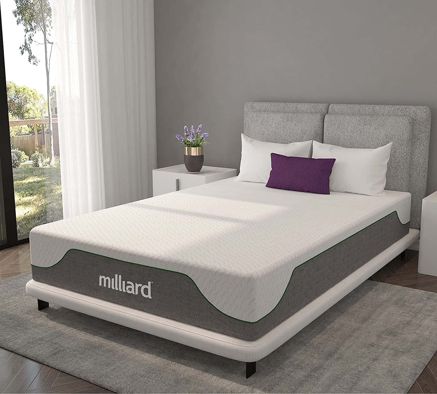 Milliard 10 inch Firm Memory Foam Mattress Bed-in-a-Box/Pressure Relieving, Classic (Queen)