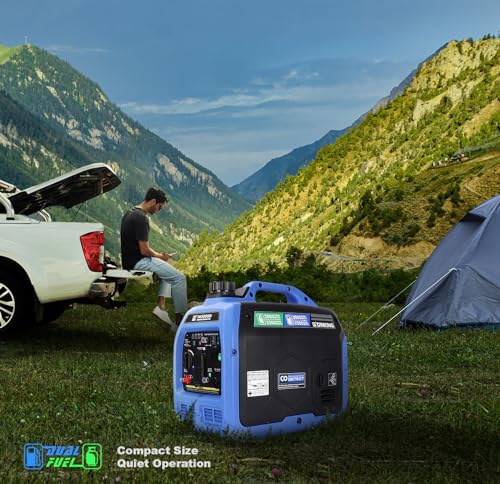 DK 5000W Gas Inverter Generator, Electric Start, 120V 240V Full Power Output, Dual or Tri-fuel Conversion Possible, Wheel & Handle Kit