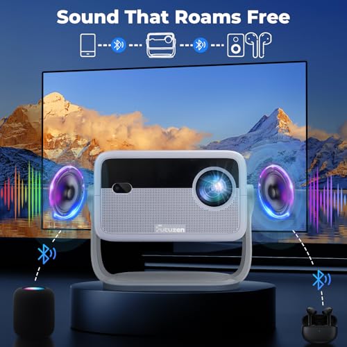 【Netflix Officially Licensed & Auto Image Set-up】Smart Projector with WiFi and Bluetooth,600 ANSI Native 1080P Voice Control Outdoor Movie Projector