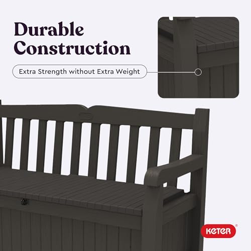 Keter Solana 70 Gallon Storage Bench Deck Box for Patio Storage