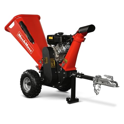 4'' Inch 212CC 7HP Gas Powered Wood Chipper Leaf Branch Shredder Mulcher with Towbar, Emergency Stop Button, Model GS650