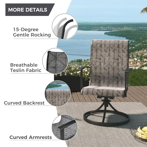 Grand patio 7-Piece Patio Dining Set for 6, Outdoor Dining Set with Swiviel Patio Chairs & 1 Rectangular Woodgrain Dining Table with Umbrella Hole