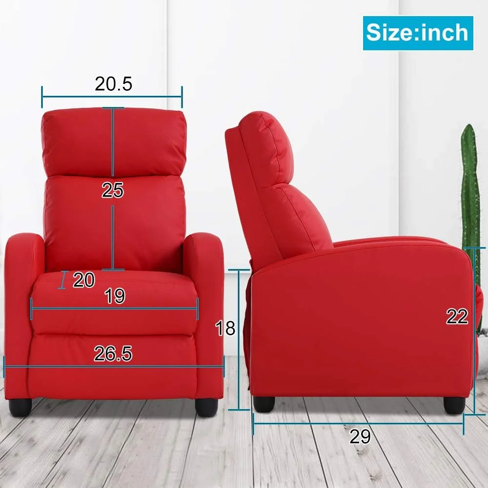 Recliner Chair, Padded Wide Seat Sofa PU Leather Massage Reclining Chair With Footrest & Backrest
