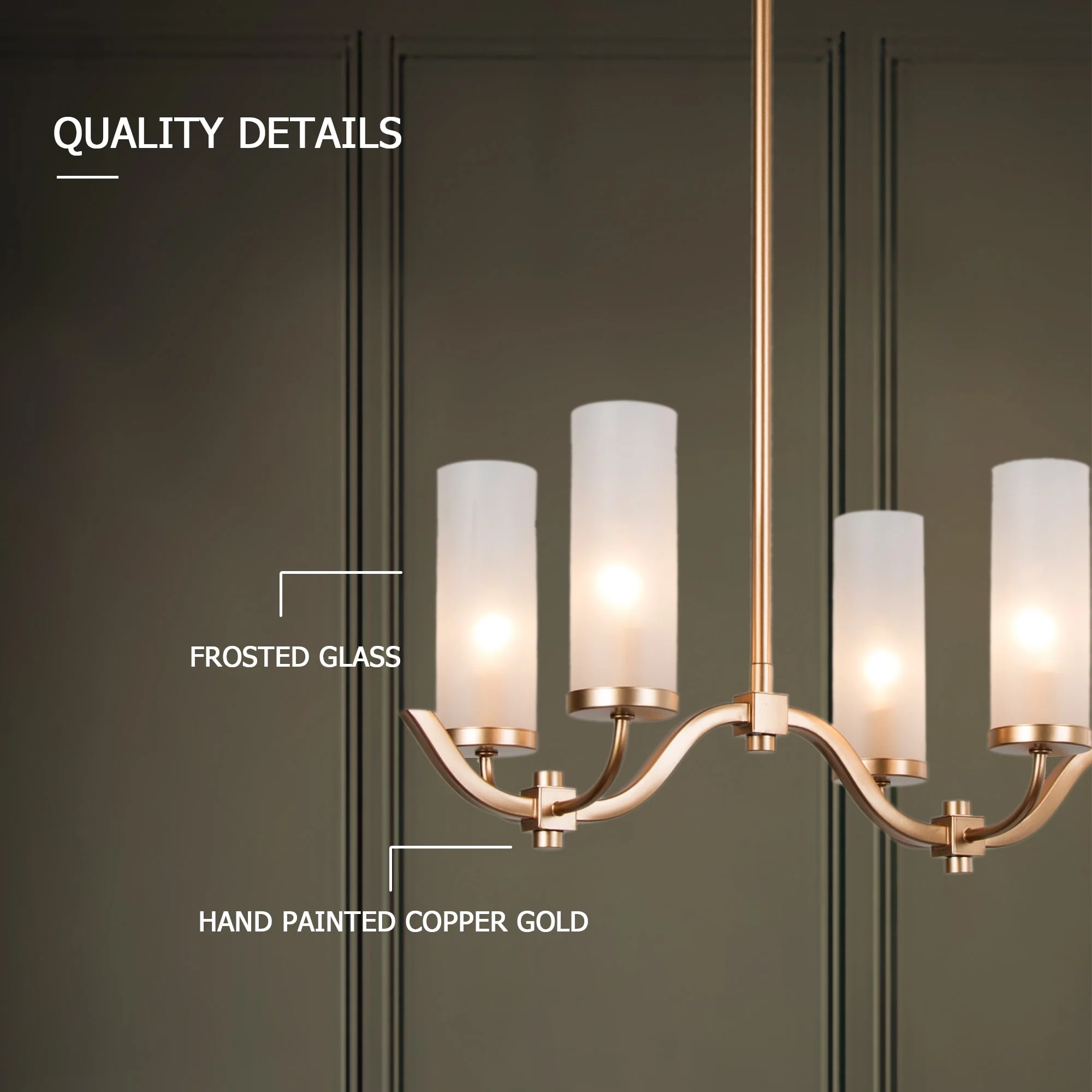 Kayna Mid-Century Modern 6-Light 30" Gold Frosted Glass Linear Chandelier for Dining Room Gold L 30" x W 9" x H 17"