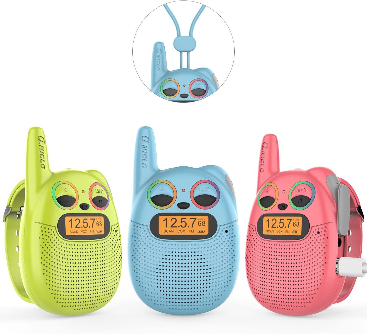 QNIGLO Rechargeable Kids Walkie Talkies, 22 Channel FRS Long Range Walkie Talkies for Kids Toys Gift, Adults Outdoor Camping, Hiking, Cruising