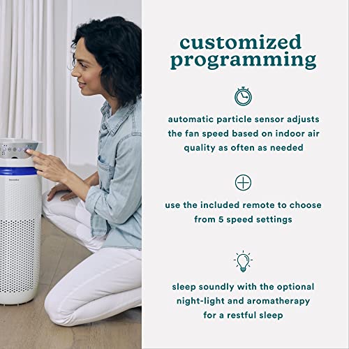 Homedics 5-in-1 UV-C Air Purifier - 360-Degree HEPA Filter for 1,659 Sq Ft, Extra Large Air Purifiers for Bedroom and Home, Essential Oil Pads