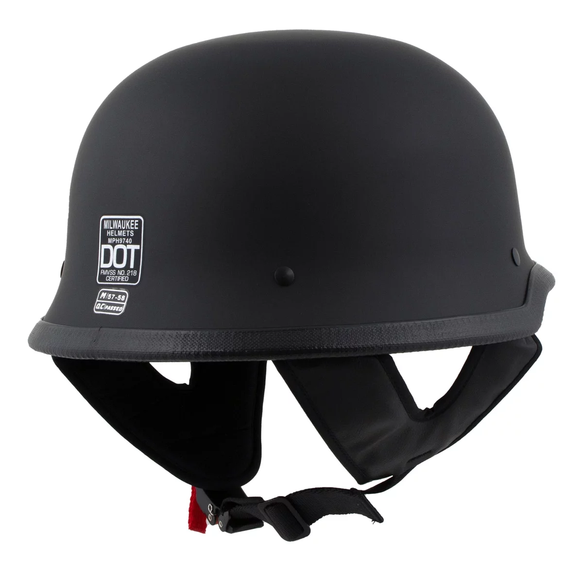 Milwaukee Helmets MPH9740DOT 'Motorrad' DOT German Style Matte Black Half Face Motorcycle Helmet for Men and Women Biker X-Large