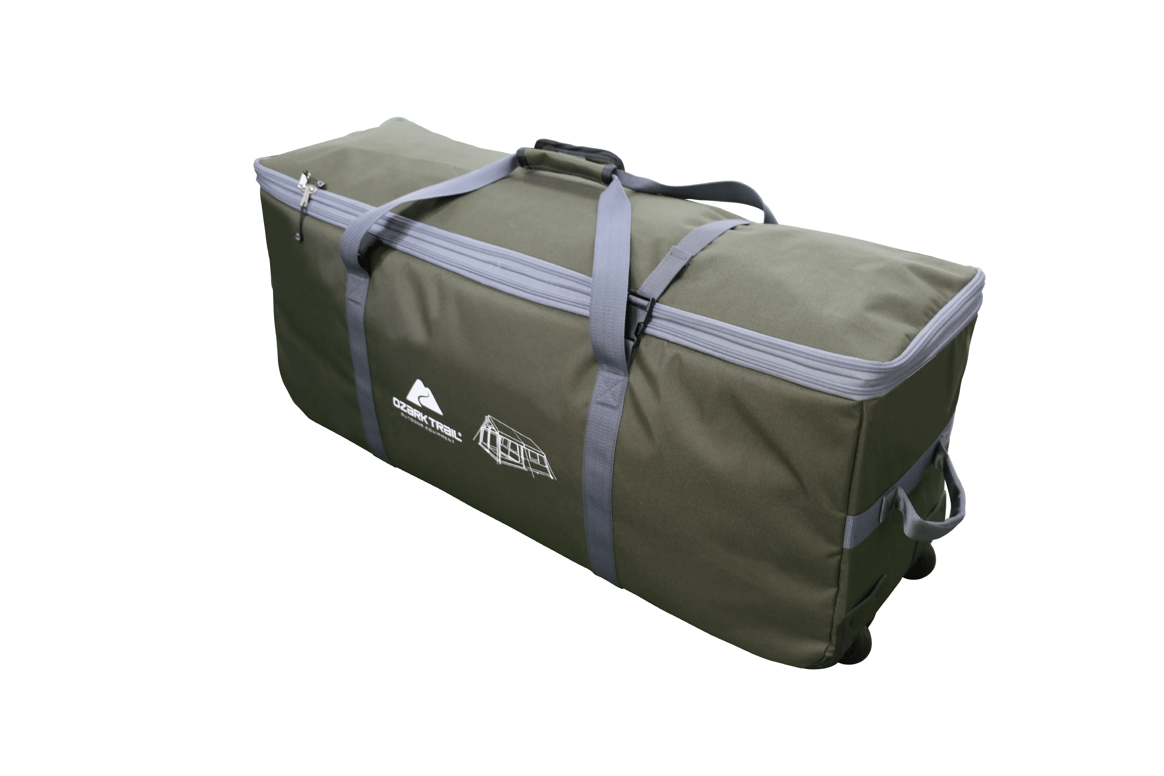 Ozark Trail Hazel Creek 12 Person 3-Room Cabin Tent, 20' x 9' x 84, Green