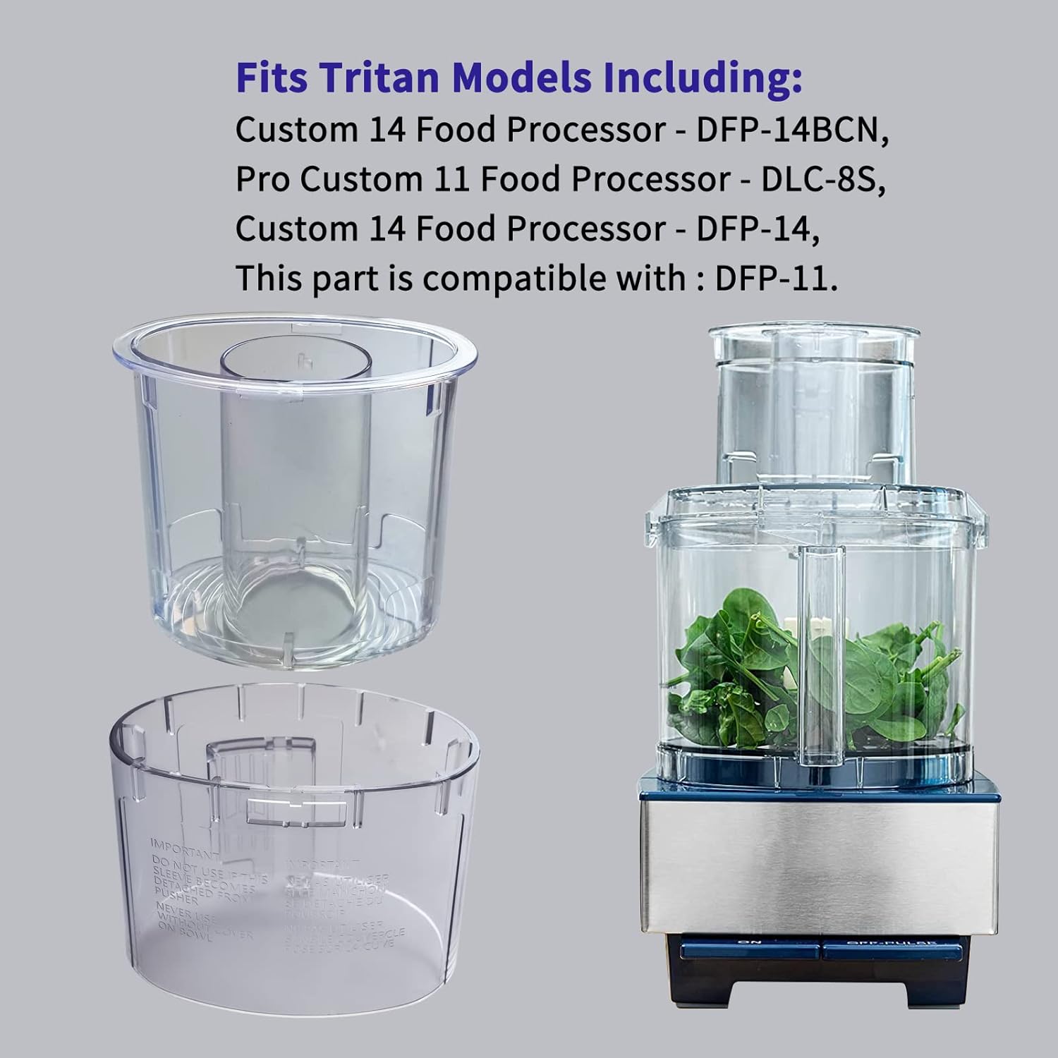DLC-018BGTX (DLC-018BGTX-1) Large Pusher and Sleeve Assembly Fit for Food Processors