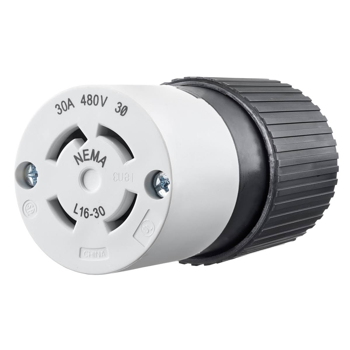 Bryant 71630NC - Locking Connector, 30A 3PH 480V, L16-30R, Black/White - Avayadevconnect