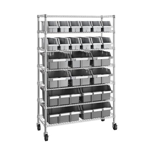 Seville Classics Heavy Duty NSF Bin Rack Solid Steel Wire Shelving Storage Unit, Patented Organizer for Garage, Warehouse, Office, Restaurant