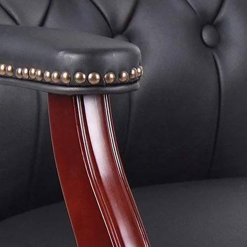 Leather Reception Guest Chairs W/Padded Seat and Arms Ergonomic Mid-Back Office Executive Side Chair for Meeting Waiting Room Conference Office Guest
