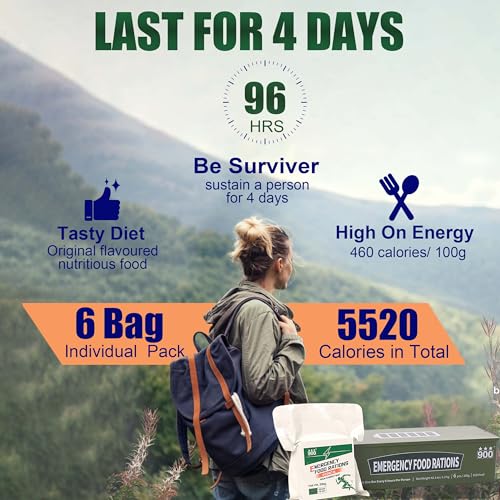24 Days Emergency Food Ration Bars, 20 Year Shelf Life, Emergency Meals Survival Foods Bars, Emergency Supplies for Disaster Preparedness