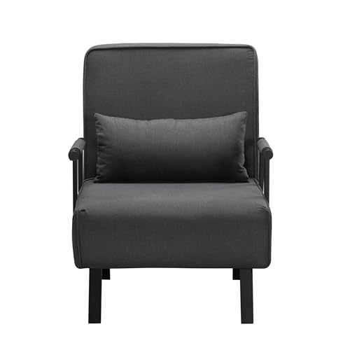 3 in 1 Sleeper Sofa Bed, Futon Sofa Bed for Living Room with Side Pocket, Black Sleepers Sofa Couch with Pullout Bed