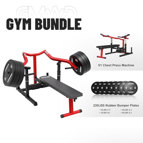 GMWD Chest Press Machine, 1050LBS Bench Press Machine with Independent Converging Arms, Adjustable Flat Incline Bench for Chest, AB Workouts