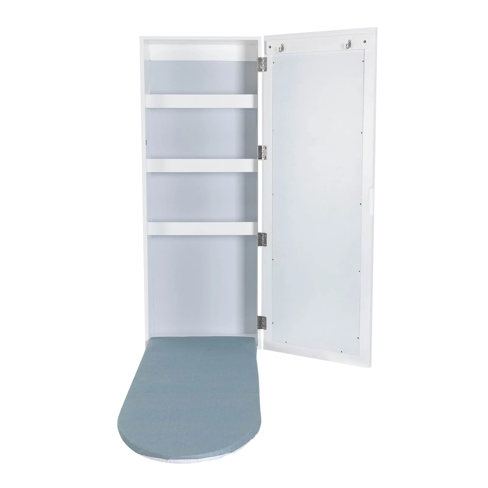 Miumaeov Wall Mounted Ironing Board with Storage Cabinet, Built in Ironing Board & Folding Support Leg, Wall-Mounted Mirrors for Home