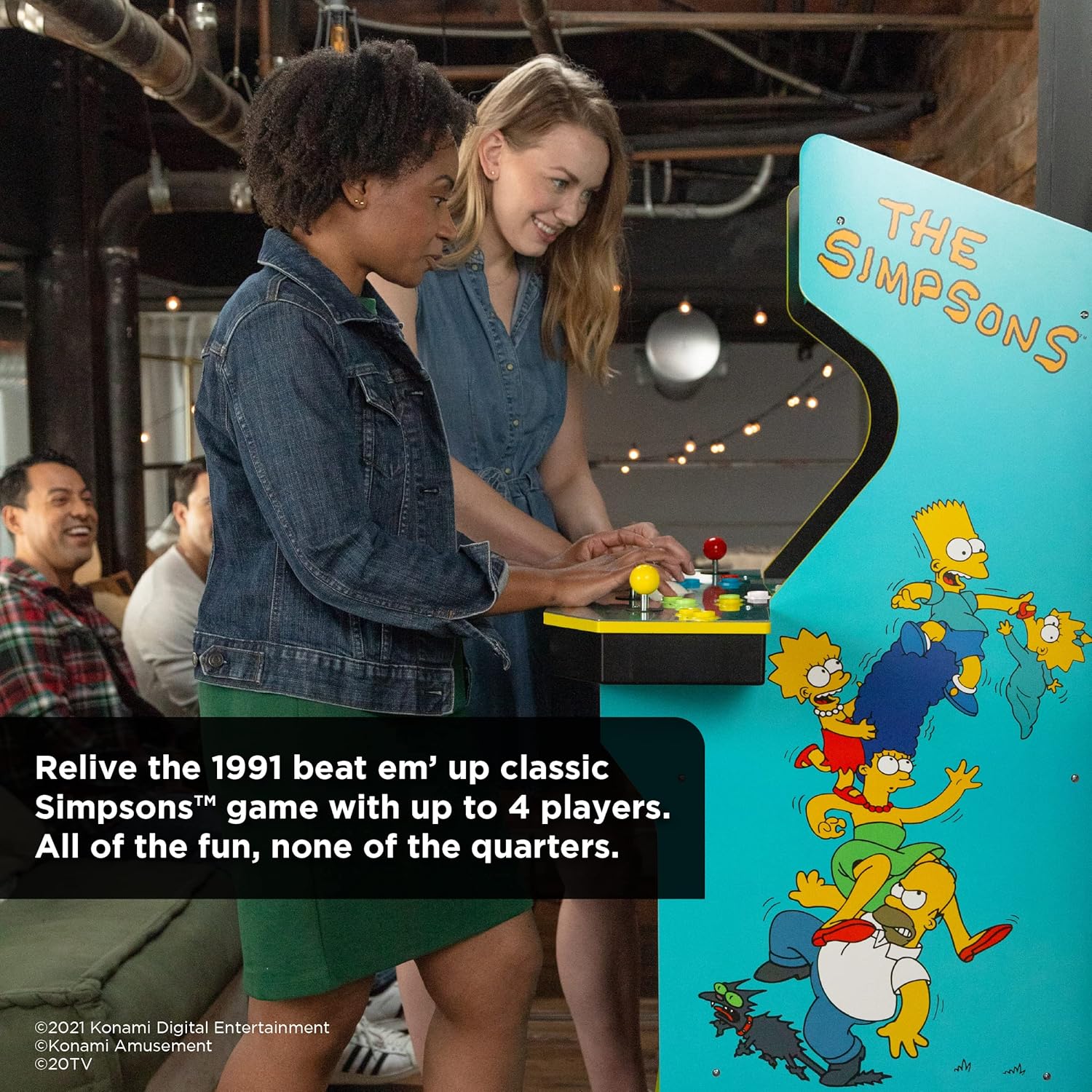 Arcade1Up The Simpsons Arcade Machine, 4-Foot — 4 Player Arcade Game Machine for Home, Live WiFi Enabled — Includes Custom Arcade Game Riser
