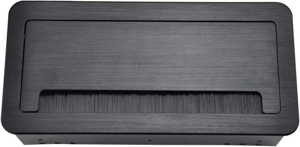 Conference Table Power Brush Connectivity Box with 4 AC Power + 2 RJ45（CAT6） + 2 Audio 3.5mm + 1 VGA + 1 HDMI + 2 USB Charger with 5.58ft Power Cord