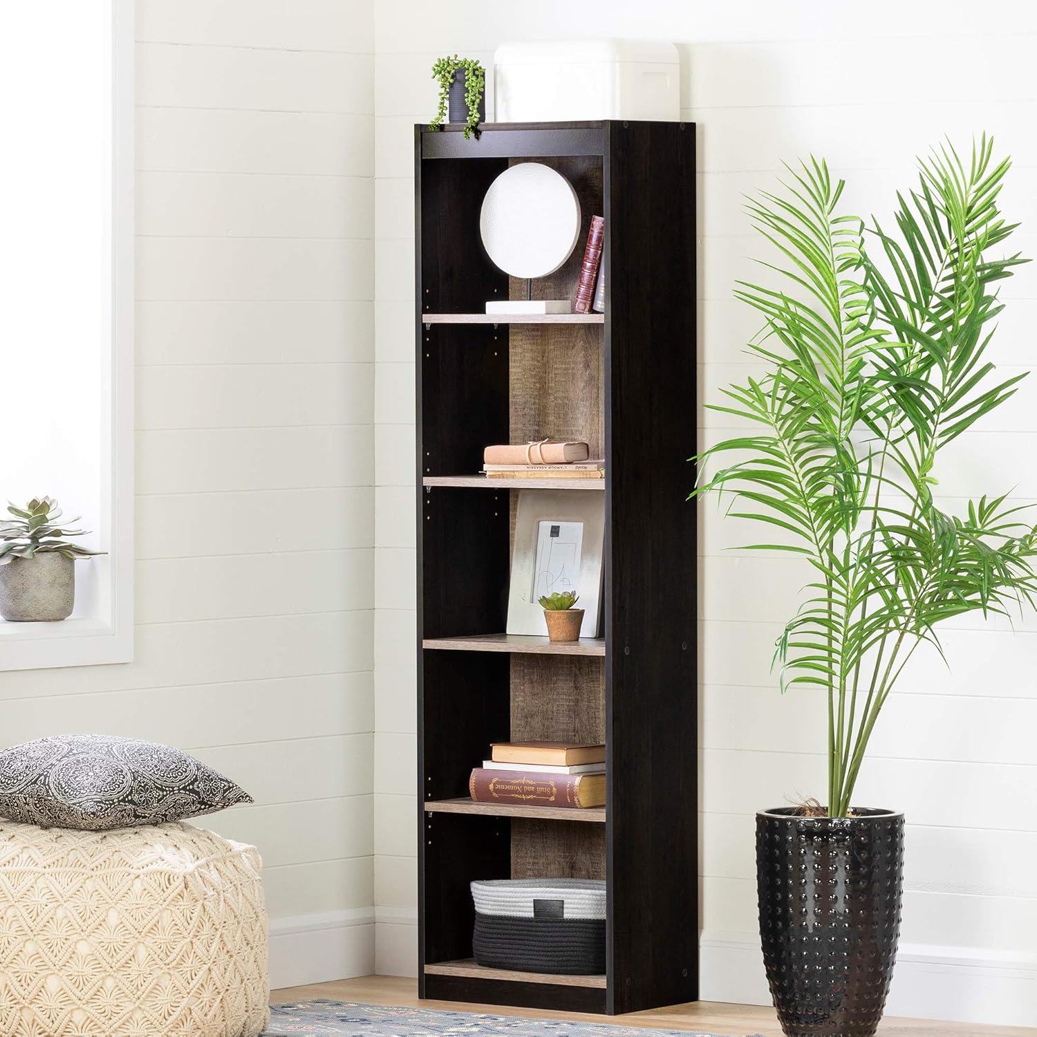 South Shore Axess 5-Shelf Narrow Bookcase-Pure White