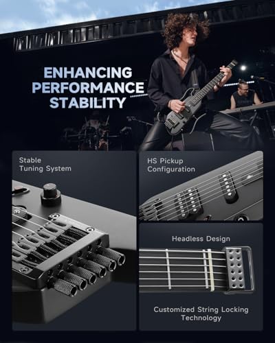 Donner HUSH-X Electric Guitar Kit - Featherlight Travel Guitar with Easy Assemble Stands, Great for Travel and Practice, Mahogany Solid Body, Gig Bag