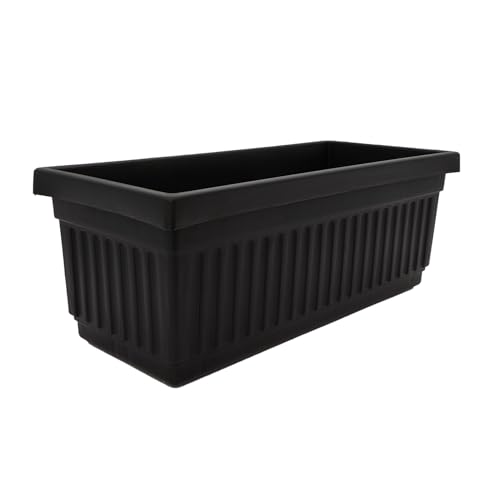 The HC Companies 30 Inch Venetian Rectangular Window Planter Box - Lightweight Plastic Indoor Outdoor Plant Pot with Drainage for Windowsill, Herbs