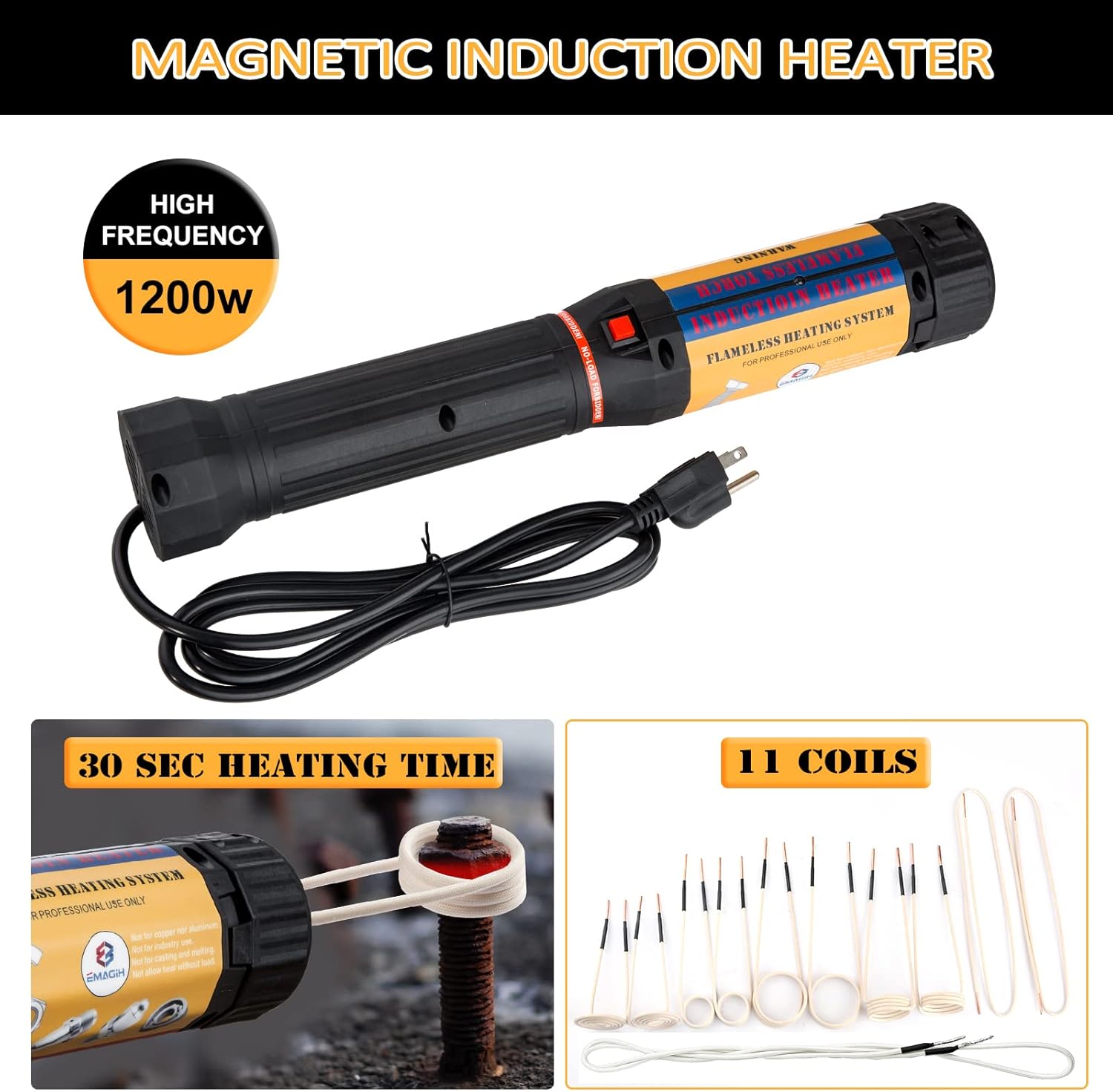 EMAGIH 110V 1200W Auto Use Bolts Nuts Remover Car Garage Repairing PDR Tool Flameless Portable Magnetic Induction Heater