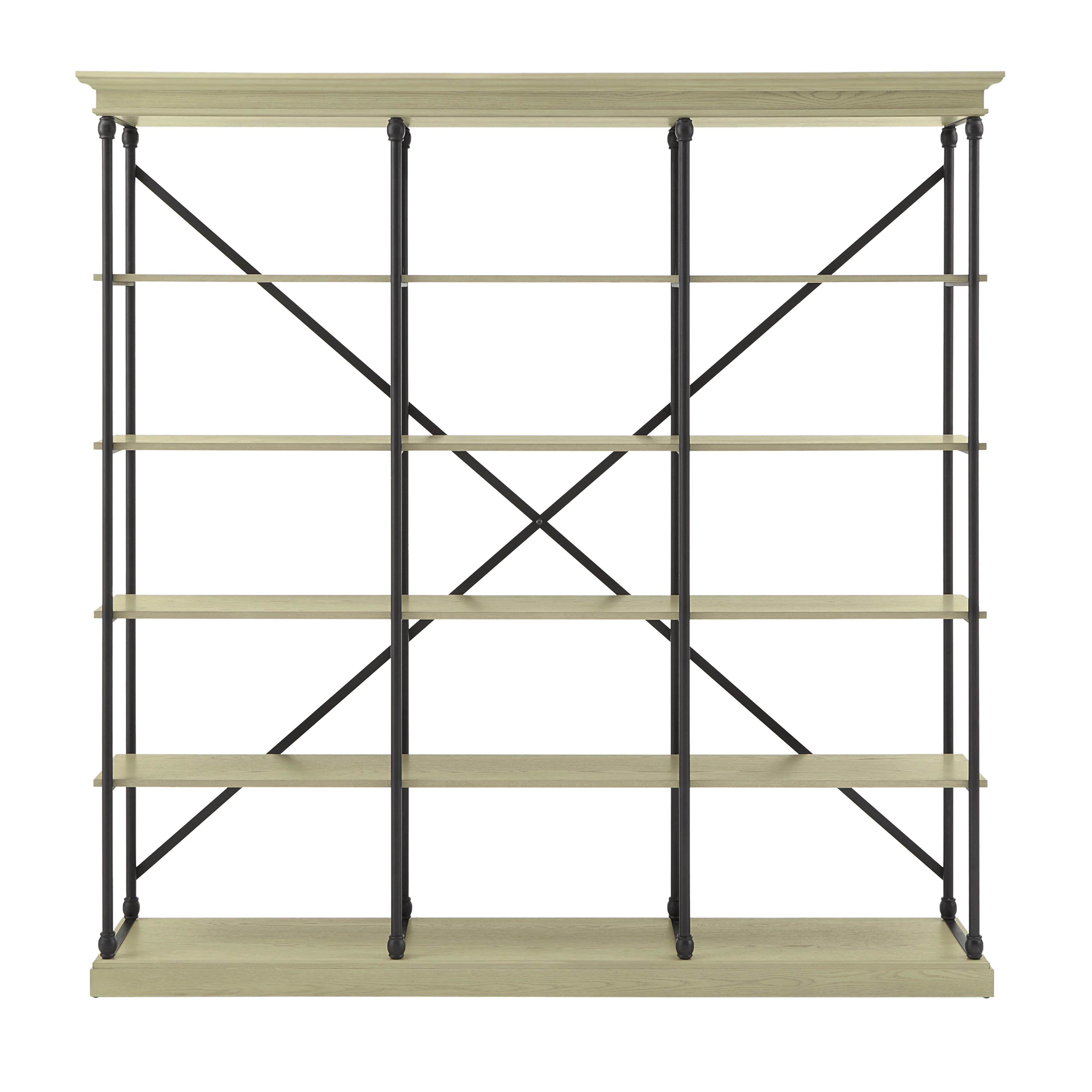 Weston Home Cabana 5 Shelf Triple Bookcase, Ivory/Black