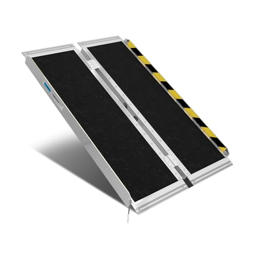 Protable Wheelchair ramp 3FT,Non-Slip Folding Aluminum Handicap Ramps,Threshold Ramps for Home,Holds up to 600lbs,Wheelchair ramp for Steps