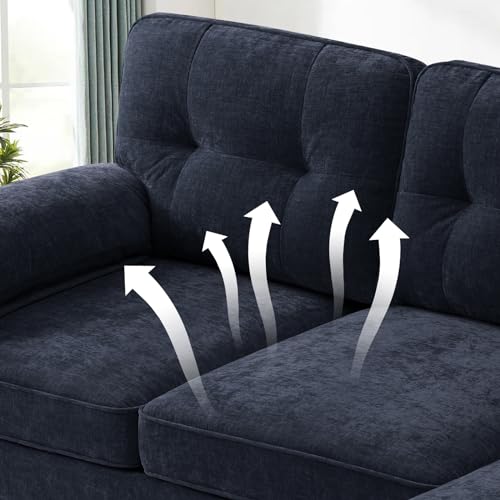 EASELAND 82" L-Shape Sofa with Reversible Chaise Lounge, Convertible Sectional Sofa Couch, Chenille Modern Sofa Couch for Living Room