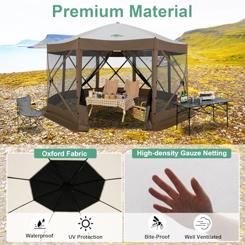 COBIZI 12x12ft Pop up Gazebo Screen Tent Screen House for Camping, Camping Outdoor Screened Gazebo, Canopy Tent