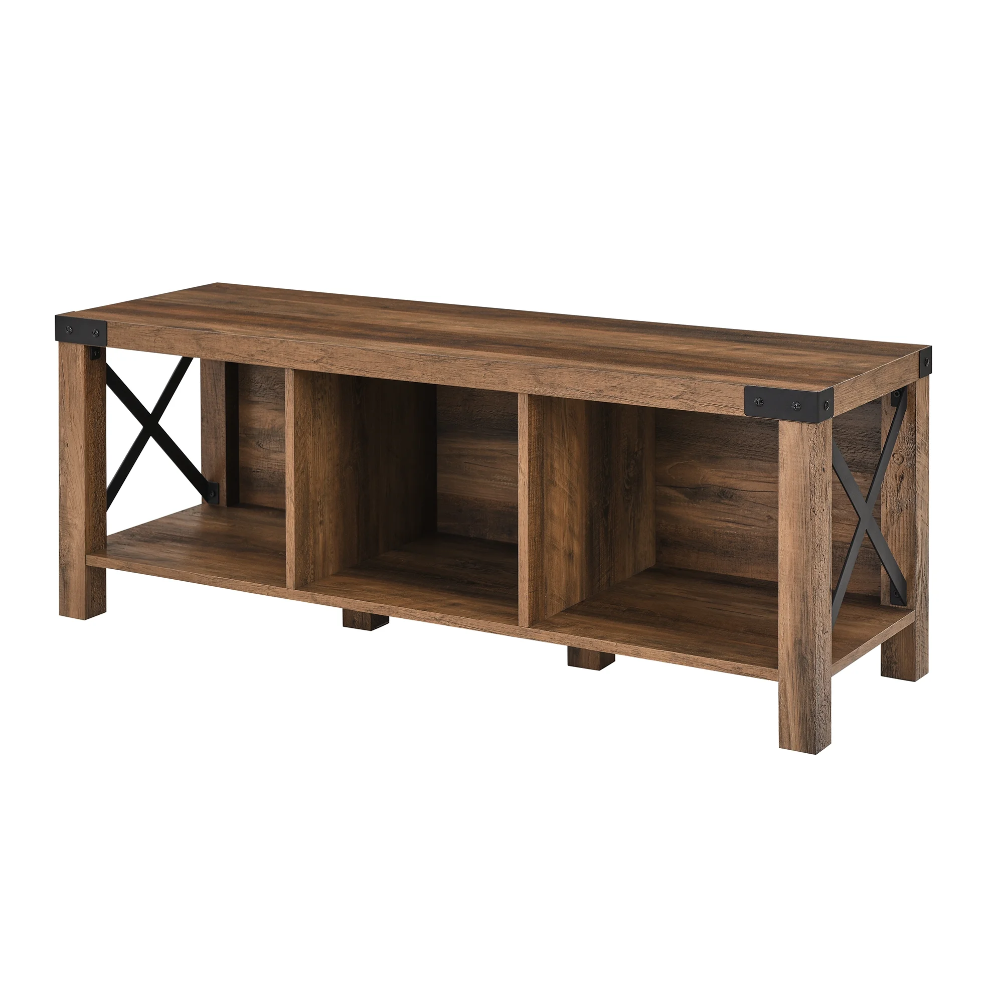 Walker Edison Rustic Farmhouse Entryway Storage Bench, Brown