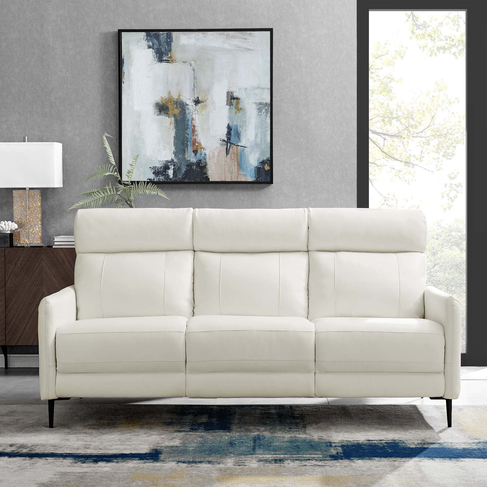 Sofa, Leather, White, Modern Contemporary Urban Design, Living Lounge Room Hotel Lobby Hospitality
