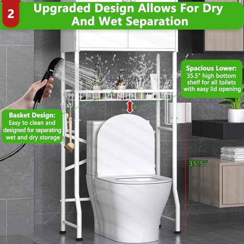 Over The Toilet Storage Cabinet - 2-Door Design Bathroom Organizers Shelf
