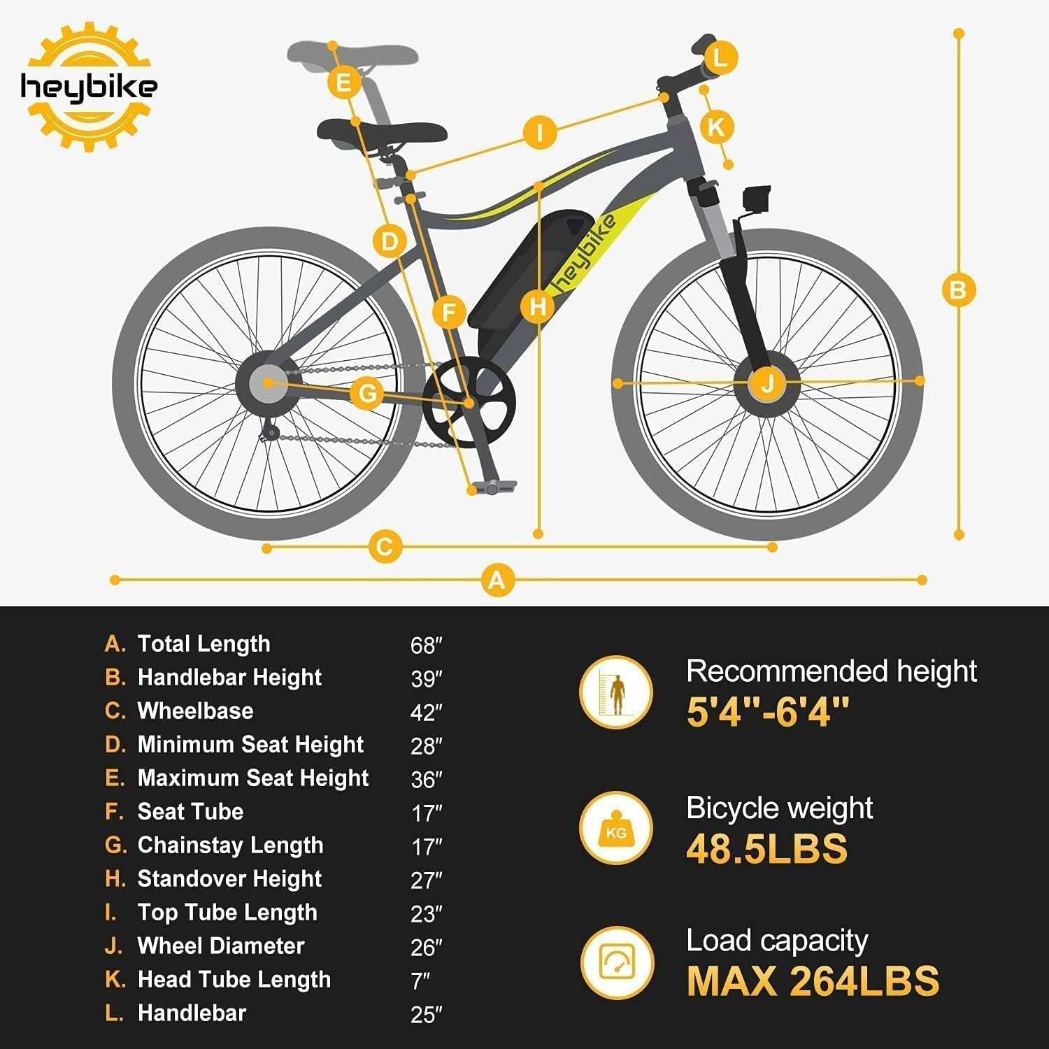 Heybike Race Electric Bike Light Weight 26" Commuter Electric Mountain Bike Long Range, 350W Brushless Motor