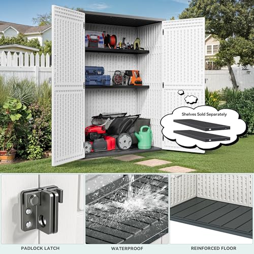 YITAHOME Outdoor Horizontal Storage Sheds w/o Shelf, Weather Resistant Resin Tool Shed, Multi-Opening Door for Storage of Bike, Trash Cans