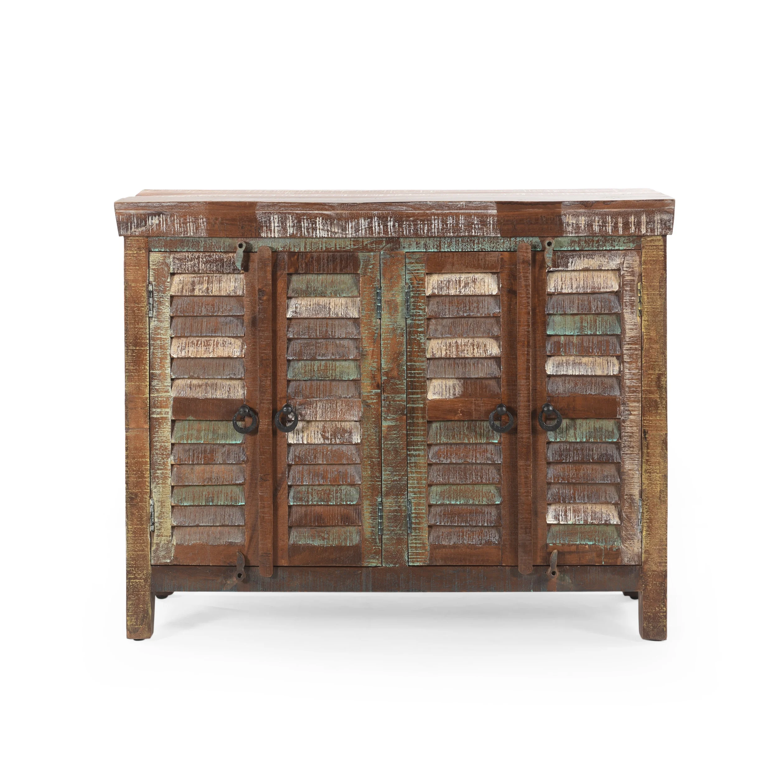 GDF Studio Alnoor Boho Handmade Recycled Wood Cabinet, Reclaimed Finish