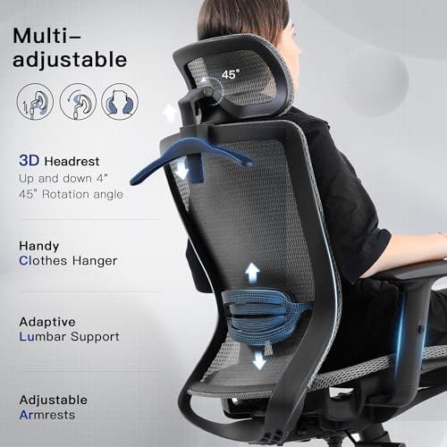 COMHOMA Office Chair Ergonomic Big and Tall Gaming Chair 350 LBS with 3D Adaptive Lumbar Support & Headrest