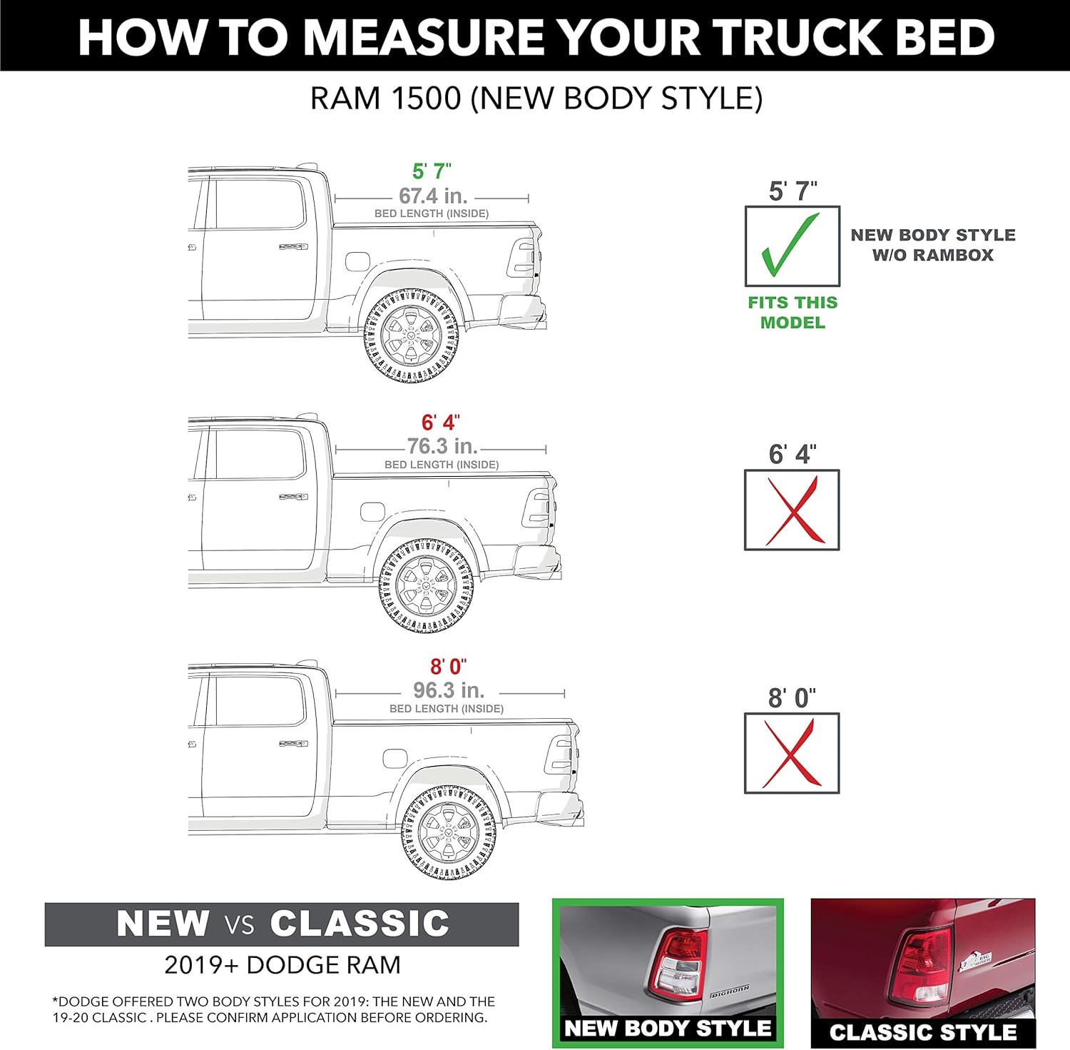 Lund Hard Tri-Fold Hard Folding Truck Bed Tonneau Cover | 969259 | Fits 2019 - 2022 Dodge Ram 1500 5' 7" Bed (67.4")