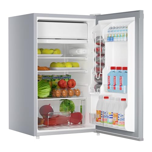 4.3 Cu.Ft Mini Fridge with Freezer, Single Door Mini Refrigerator w/7 Settings Temperature Adjustable and 3 Removeble Shelves