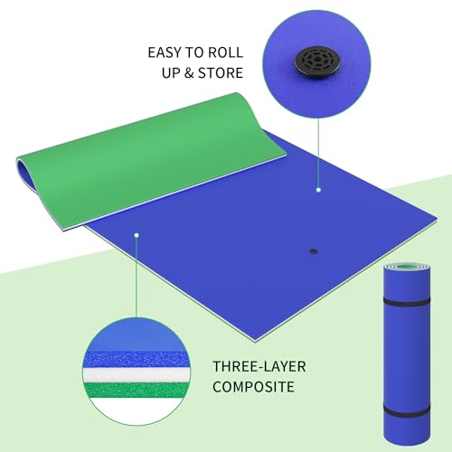 Oversized Lily Pad Floating Mat, 3 Layer 7'/9'/12'/18' Floating Water Mat,Ocean, Beach, River, Pool, Floating Mat for Water Recreation and Relaxing