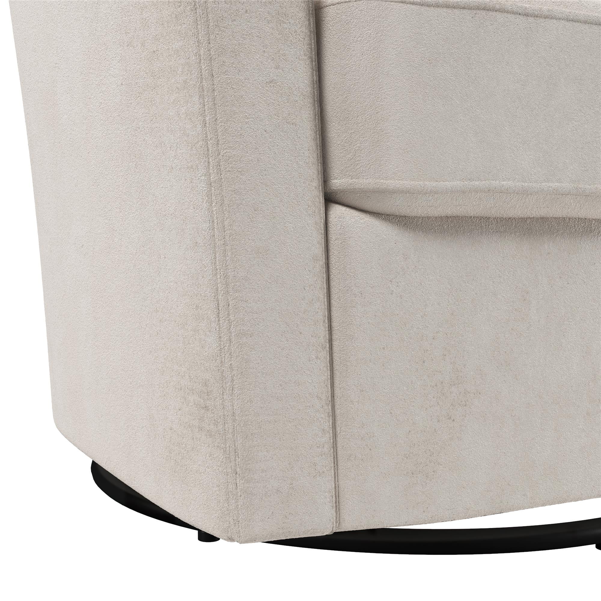 DHP Gentle Swivel Curved Accent Chair, Ivory Velvet