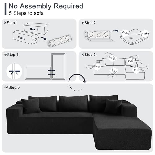 104" Sectional Couches for Living Room, Modular Sectional Sofa with Deep Seat, L-Shape Couch with Chaise, Cloud Couch for Living Room Bedroom