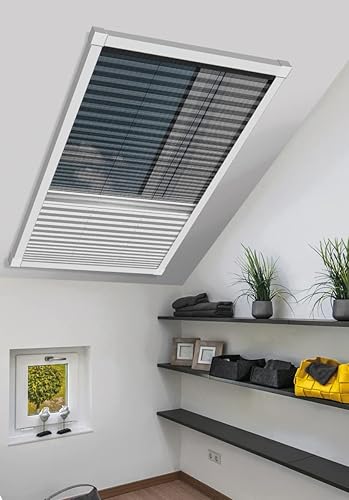 Schellenberg 70990 Insektenschutz-Plissee & Verdunkelung f&uuml;r Dachfenster 114 x 160 cm in Wei&szlig;