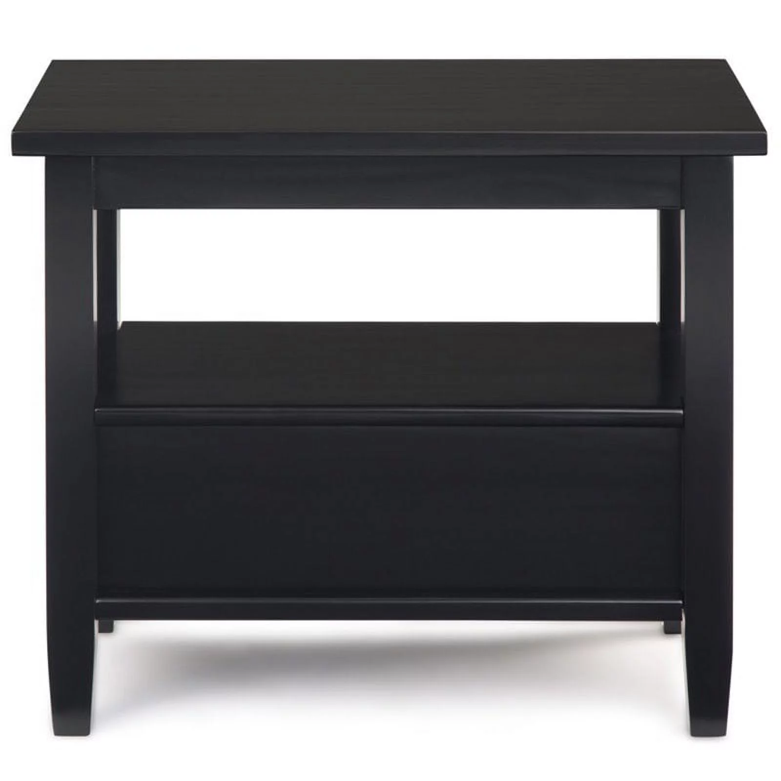 Trent Home 14" Rectangle Transitional Wood Narrow Side Table in Black