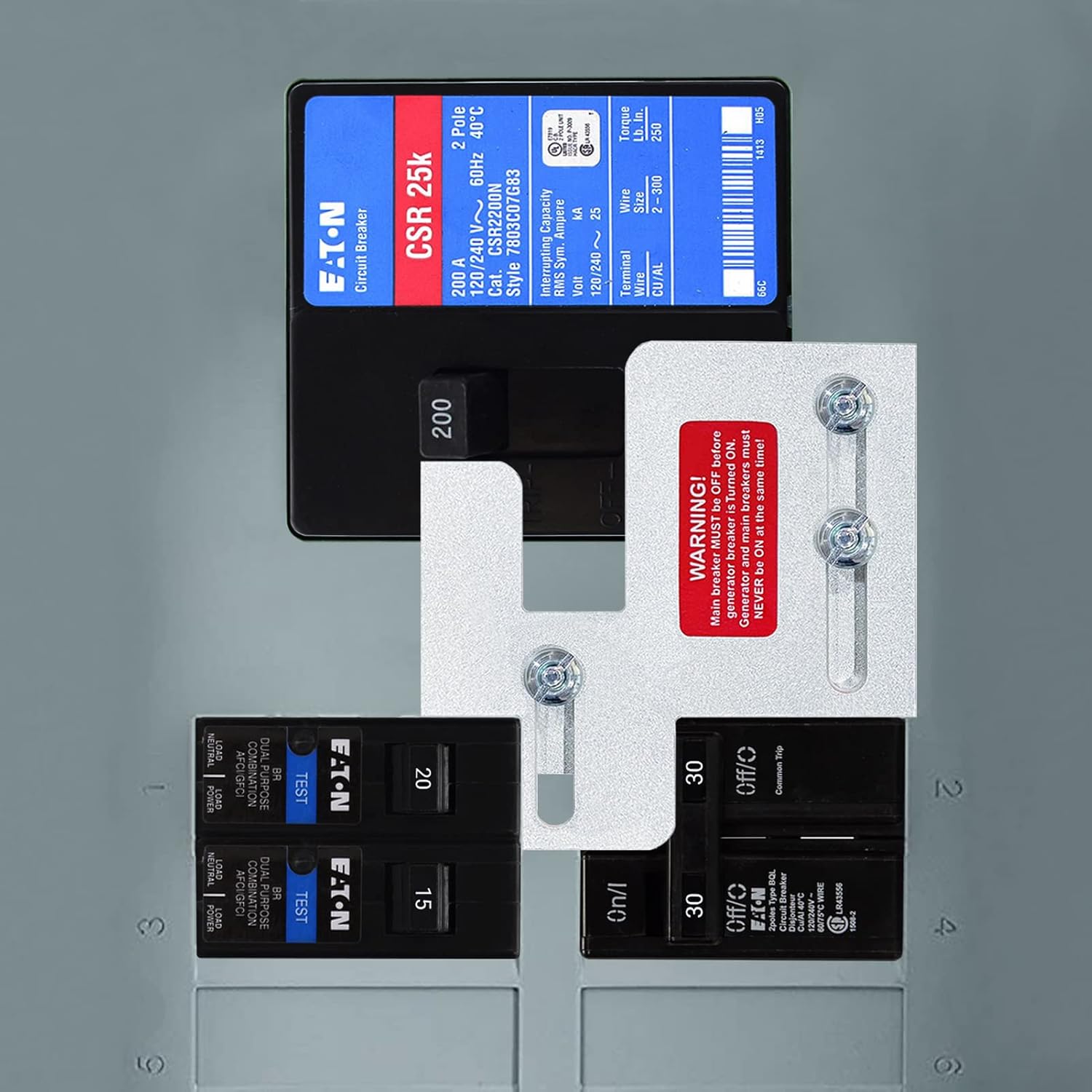 Generator Interlock Kit Compatible with Cutler Hammer BR Series 150 and 200 amp Panels, Generator Horizontal Electrical Interlock Kit
